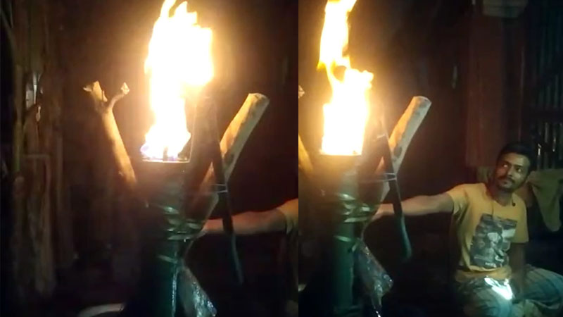 টিউবওয়েলে চাপ ছাড়াই উঠছে পানি, জ্বলছে আগুন!