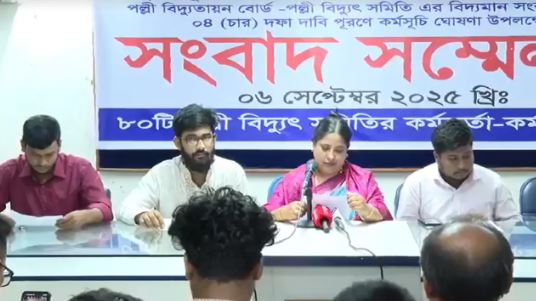 চার দফা দাবি আদায়ে আজ থেকে গণছুটিতে পল্লী বিদ্যুৎ কর্মকর্তা-কর্মচারীরা