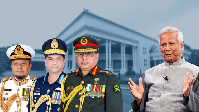 প্রধান উপদেষ্টার সঙ্গে তিন বাহিনী প্রধানের গুরুত্বপূর্ণ বৈঠক